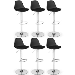 Kit 6 Banqueta Alta Leda Com Base Giratória E - Preto