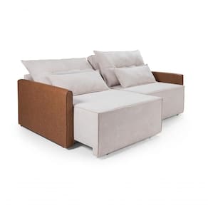 Sofá Boucle Composê San Marino 2,40m Retrátil Reclinável Império Boucle 210 Bege