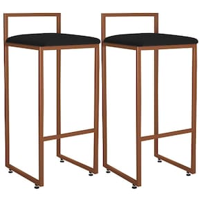 Kit 02 Banquetas Alta Cozinha Hanna L02 Bronze Corano Preto