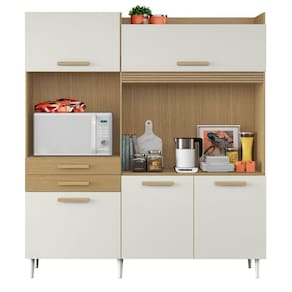 Cozinha Compacta Com 05 Portas E 02 Gavetas Isis Cor Atacama Off White Aramóveis