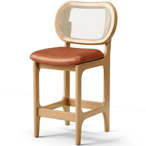 Banqueta Baixa Bar Cozinha Sala De Jantar Betta L02 Mel Tela Couríssimo Camel - Lyam Decor