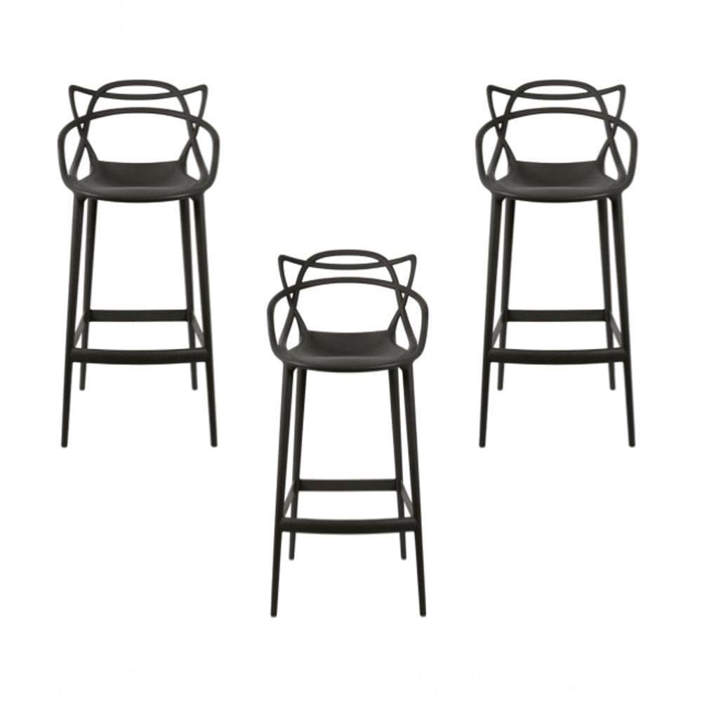 Kit C/ 3 Banquetas Masters Allegra Pretas