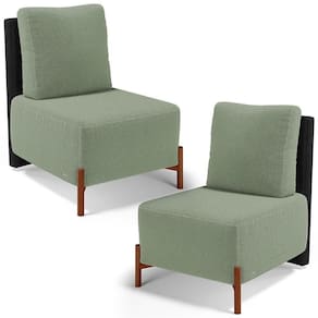 Kit 02 Poltronas Decorativas Sala De Estar Living Hungria L02 Couríssimo Preto Bouclê Oliva - Lyam