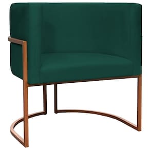 Poltrona Decorativa Recepção Luna Suede Cores Base De Ferro Bronze - Verde, Suede