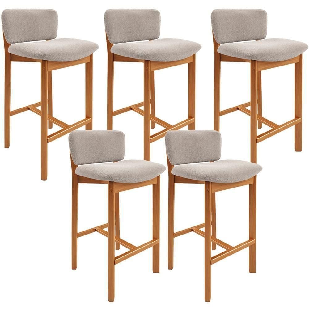 Kit 05 Banquetas Alta Para Cozinha Sala De Jantar Bar Dara L02 Bouclê Creme - Lyam Decor