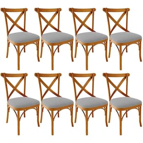 Kit 08 Cadeiras Para Sala De Jantar E Estar Living Estofada ávila L02 Suede Cinza - Lyam