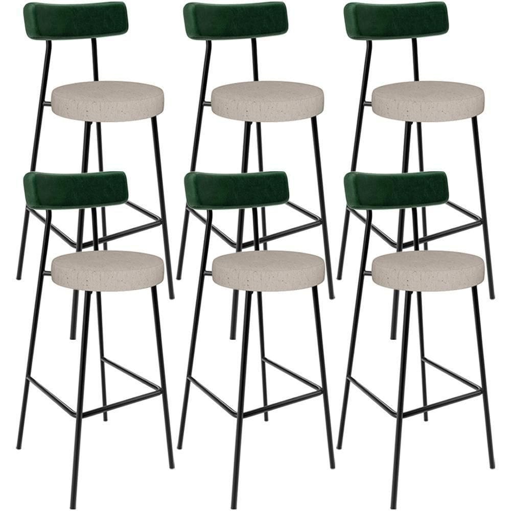 Kit 06 Banquetas Alta Bar Cozinha Sala Jantar Milão L02 Facto Verde Musgo Linho Bege - Lyam Decor