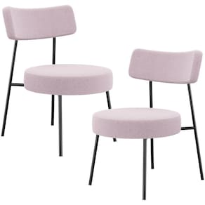 Kit 02 Poltronas Decorativas Para Sala De Estar Base Fixa Londres L02 Bouclê Rosê - Lyam