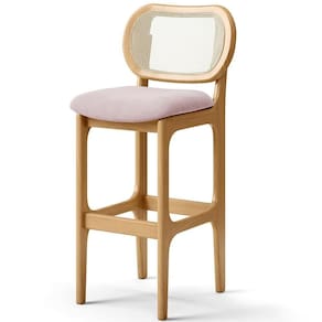 Banqueta Alta Para Cozinha Bancada Sala Tela Betta Fixa L02 Suede Rosê - Lyam