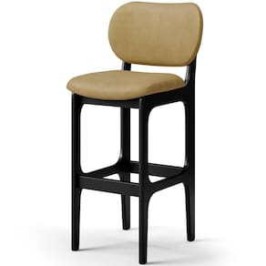 Banqueta Alta Bar Cozinha Sala Jantar Fixa Betta L02 Preto Couríssimo Casco Fendi - Lyam Decor