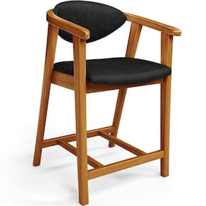 Banqueta Baixa Para Cozinha Sala De Jantar Bancada Cecília L02 Couríssimo Preto - Lyam Decor