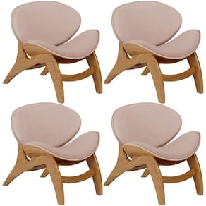 Kit 4 Poltronas Decorativa Orgânica Sala Living Kadosh L02 Linho Rosê