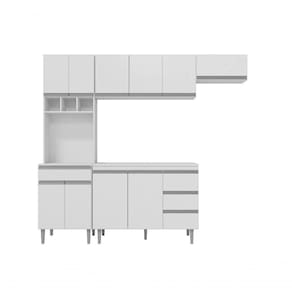 Cozinha Modulada Completa Andreia C-5 Peças 240cm Branco