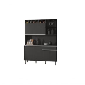 Kit Cozinha Compacta Alice 130cm C-6 Portas 1 Gaveta Cinza