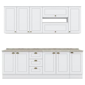 Cozinha Modulada 10 Pecas 240 cm CE792 Americana Branco Calcare Henn