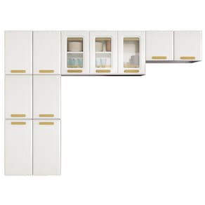 Cozinha Em L ágata 260cm Com Vidro 817460 Telasul Branco