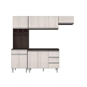 Cozinha Modulada Completa Andreia C-5 Peças 240cm Marrom