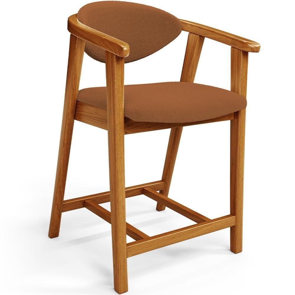 Banqueta Baixa Para Cozinha Sala De Jantar Bancada Cecília L02 Bouclê Terracota - Lyam Decor