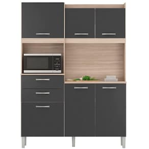 Kit De Cozinha 6 Portas 2 Gavetas Harmonia Avena/grafito - Demóbile