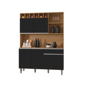 Kit Cozinha Compacta Alice 130cm C-6 Portas 1 Gaveta Amendoa-pt - Ajl Móveis