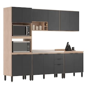 Cozinha Modular Com 5 Peças Firenze Composição Fi0014 Avena Touch/grafito - Demóbile