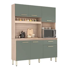 Kit De Cozinha 6 Portas 1 Gaveta Alamo Avena Touch/menta - Demóbile