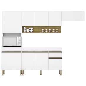 Armário de Cozinha 4 peças Balcão sem Tampo 120cm Lina04 Z06 Supremo/Freijó - Mpozenato