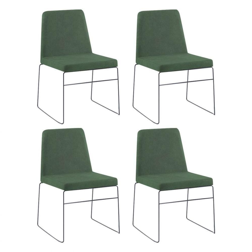 Kit 4 Cadeiras Decorativa Sala De Jantar Anne Linho Verde