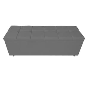 Calçadeira Estofada Manchester 195 Cm King Size Linho Chumbo