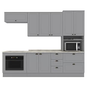 Cozinha Modulada 7 Pecas 272 cm CE790 Americana Cinza Calcare Henn