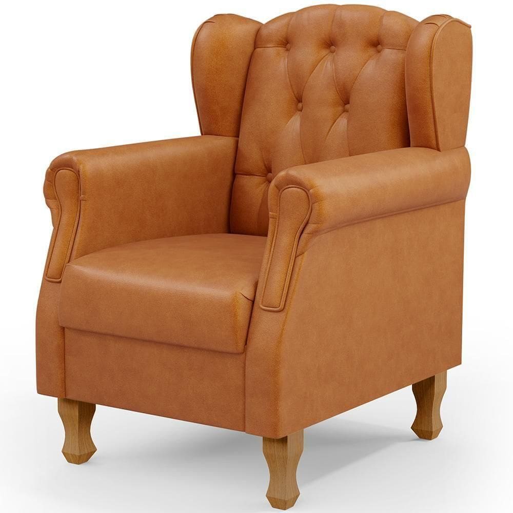 Poltrona Decorativa Para Sala De Estar Yara P02 Couríssimo Canela - Lyam Decor