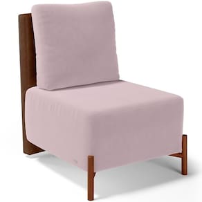 Poltrona Decorativa Living Pés Madeira Hungria L02 Couríssimo Marrom Suede Rosê - Lyam