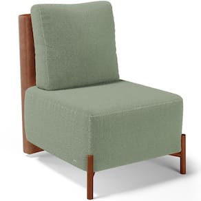 Poltrona Decorativa Living Pés Madeira Hungria L02 Couríssimo Camel Bouclê Oliva - Lyam