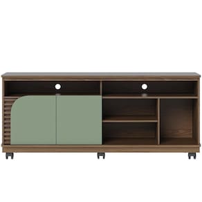 Rack Para Sala De Estar Tv 65 Pol Com Rodízios Laguna C04 Amêndoa Hortelã - Lyam Decor