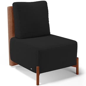 Poltrona Decorativa Living Pés Madeira Hungria L02 Couríssimo Camel Bouclê Preto - Lyam