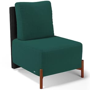 Poltrona Decorativa Living Pés Madeira Hungria L02 Couríssimo Preto Bouclê Verde - Lyam