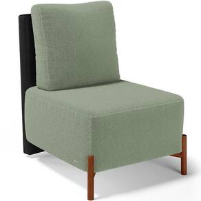 Poltrona Decorativa Living Pés Madeira Hungria L02 Couríssimo Preto Bouclê Oliva - Lyam