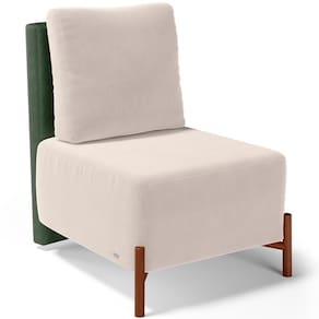 Poltrona Decorativa Living Pés Madeira Hungria L02 Couríssimo Verde Suede Bege - Lyam