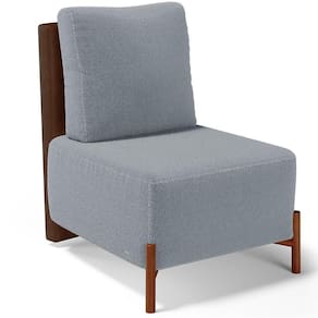 Poltrona Decorativa Living Pés Madeira Hungria L02 Couríssimo Marrom Bouclê Cinza - Lyam