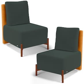 Kit 2 Poltronas Decorativa Living Hungria L02 Couríssimo Whisky Suede Verde Musgo - Lyam