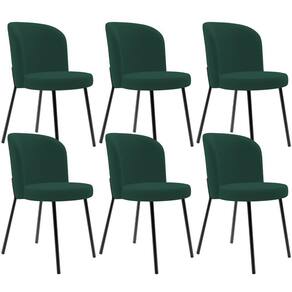 Kit 6 Cadeiras Sala De Jantar Estofada Gavi L02 Suede Verde Musgo - Lyam Decor