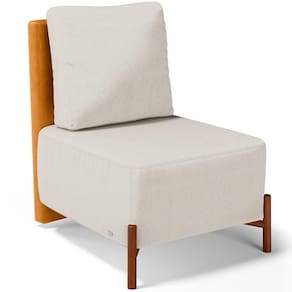 Poltrona Decorativa Living Pés Madeira Hungria L02 Couríssimo Whisky Linho Cru - Lyam