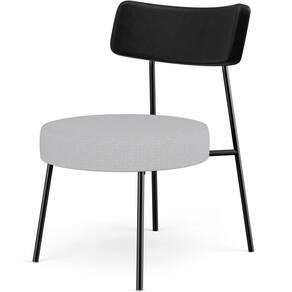 Poltrona Decorativa Base Fixa Londres L02 Couríssimo Preto Linho Cinza - Lyam