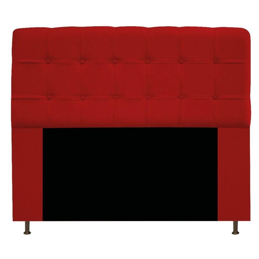 Cabeceira Mel 140 Cm Casal Com Botonê Suede Vermelho