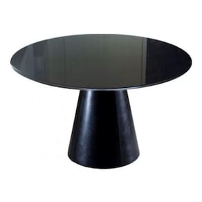Mesa de Jantar Cone 100cm Laqueada e Vidro 4mm Preto