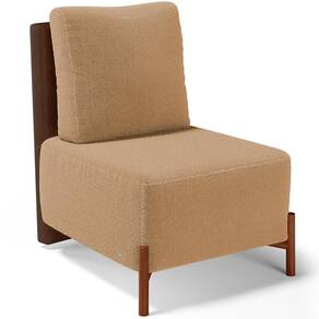Poltrona Decorativa Living Hungria L02 Couríssimo Marrom Bouclê Mostarda - Lyam