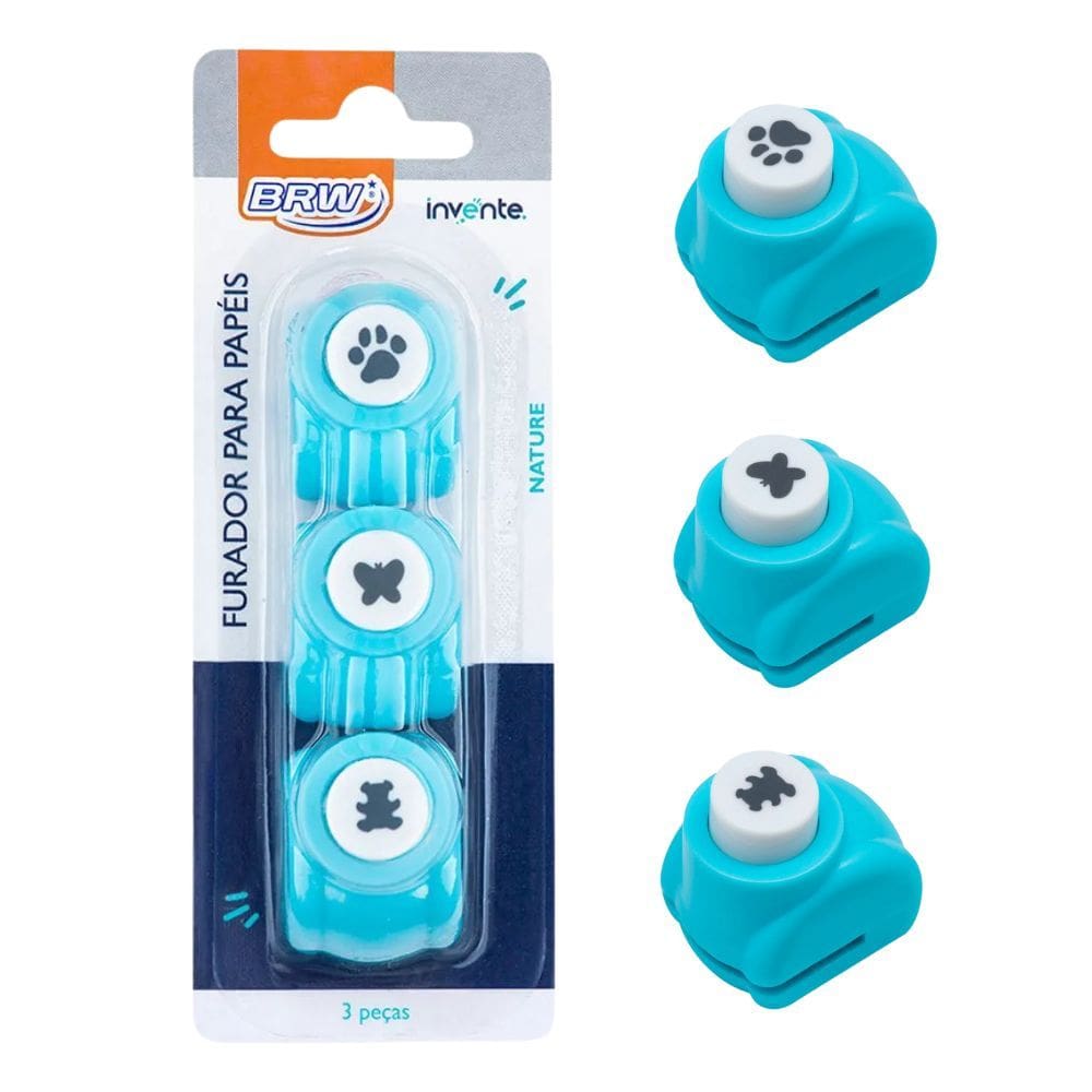 Mini Furador de Papel 10mm c/ 3 Peças Ideal Para Papéis de Até 120g/m² - BRW