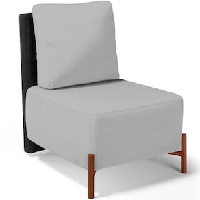 Poltrona Decorativa Living Pés Madeira Hungria L02 Couríssimo Preto Linho Cinza - Lyam