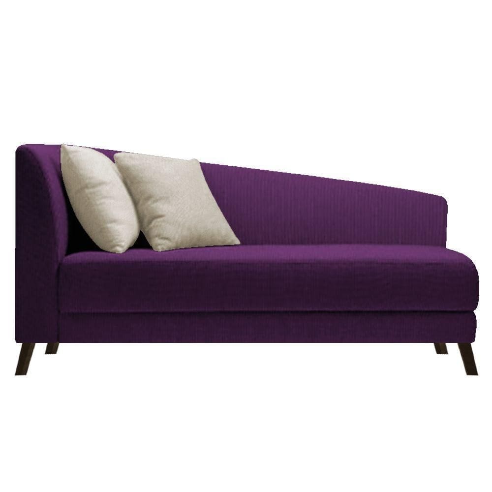 Recamier Heitor 185cm Com Almofada Lado Direito Suede Cor Roxo/bege