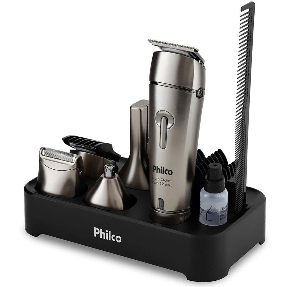 Aparador de Pelos Philco PAP03 Multi Groom Aqua 12 em 1, Bivolt
